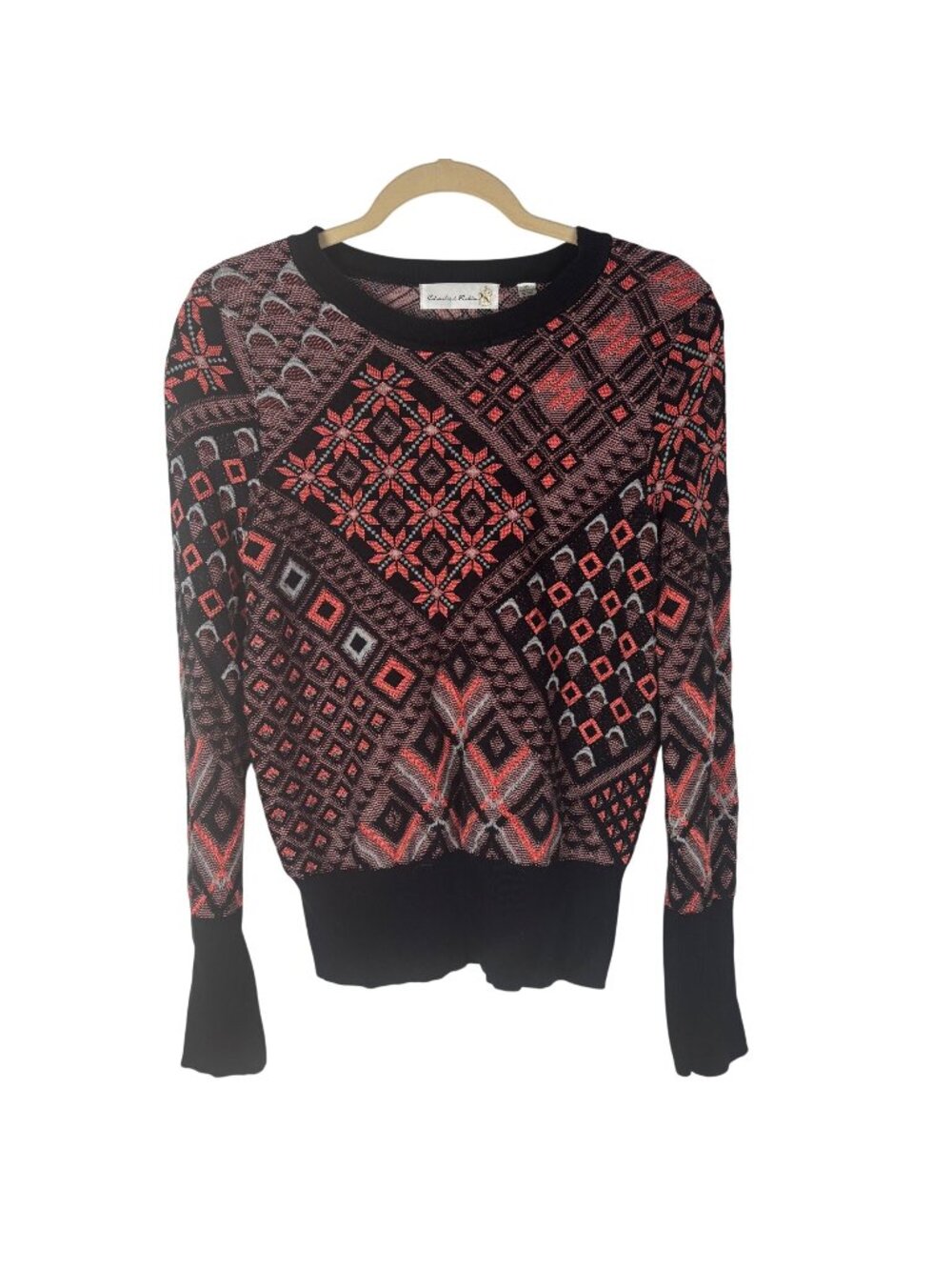 ✨3/$30 Anthropologie M Charlie & Robin Geometric 3D Print Pattern Sweater